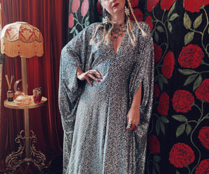 Lunar Beam Shimmer Sequin V-Neck Kaftan Gown, Freesize - End of the Line