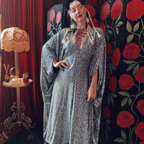 Lunar Beam Sequin shimmer V-Neck Kaftan Gown