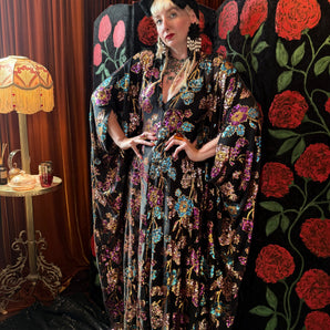Enchanted Blossom Pomegranate Rose gold Sequin V-Neck Kaftan Gown Rose Gold Colourway