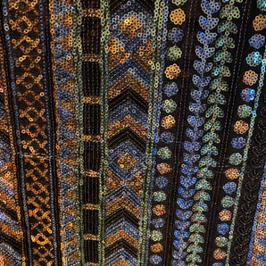Sheer Aztec Round Neck Kaftan Gown