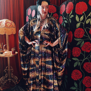 Ziggys Harvest Sequin V-Neck Kaftan Gown