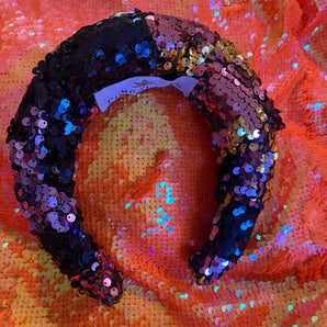 Navy, orange Gold & Pink Sequin Chunky Headband