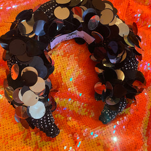 Black Large Disc Sequin Chunky Headband