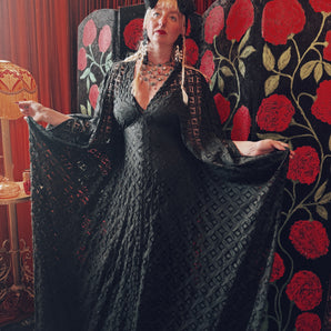 Moonshadow Diamond Lace V-Neck Kaftan Gown