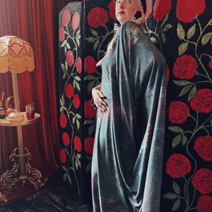 Forest Deep crepe V-Neck Kaftan Gown