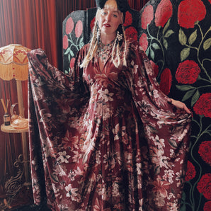 Sacred Rose Opulent Velvet V-Neck Kaftan Gown