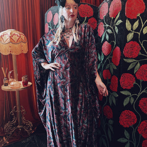 Lunar Paisley Opulent Velvet V-Neck Kaftan Gown