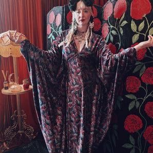 Lunar Paisley Opulent Velvet V-Neck Kaftan Gown