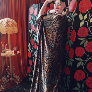 Celestial Prowess Opulent Velvet V-Neck Kaftan Gown