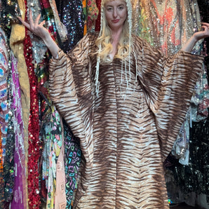 Tiger Print Clear Sequin Maxi length Kaftan 138cm