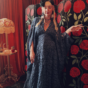 Blue cobwebs Lace V-Neck Kaftan Gown