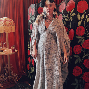 Frosted crescent Lace V-Neck Kaftan Gown