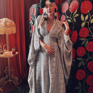 Frosted Lace V-Neck Kaftan Gown, Freesize
