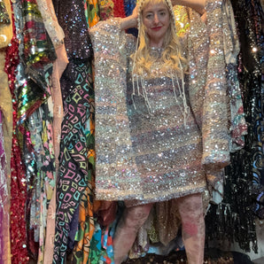 Sequin Mini Dress Rainbow Stripe - 80cm  length