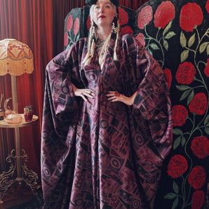 Cosmic Temple scuba V-Neck Kaftan Gown
