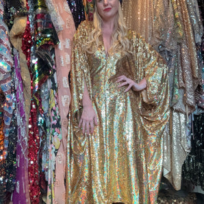 Gold Holographic Sequin Kaftan 110cm length