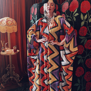 Zig zag zone Opulent Velvet V-Neck Kaftan Gown