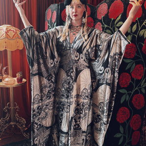 Celestial Baroque Opulent Velvet V-Neck Kaftan Gown