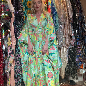 Green Tropics Thick Cotton Kaftan Maxi length 138cm