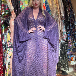 Thin Purple semi-sheer Kaftan Maxi length 138cm