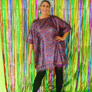 Sparkles Tinsel Hair Mini Kaftan Party Colourful Rainbow