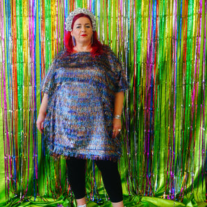 Sparkles Tinsel Hair Mini Kaftan Party Iridescent Rainbow