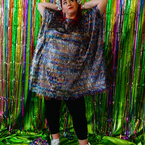 Sparkles Tinsel Hair Mini Kaftan Party Iridescent Rainbow