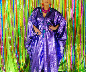 Flip Sequins V-neck Kaftan Party Frock. Super Sparkles! Blue and Purple