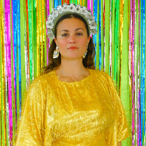 Sparkles Tinsel Hair Mini Kaftan Party Gold