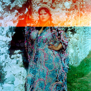 Galatea - Dripping pinks and blues and iridescence sequin kaftan gown