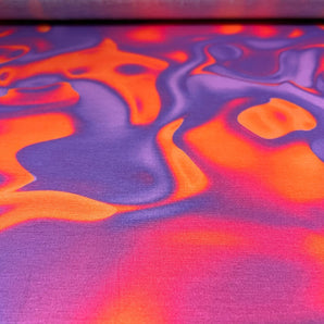 Slinky Soft touch smudge swirl print - magenta & orange Kaftan Gown
