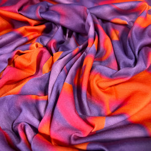 Slinky Soft touch smudge swirl print - magenta & orange Kaftan Gown