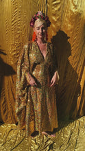 Load and play video in Gallery viewer, Gold Holographic Sequin Maxi Kaftan Gown / Mini Kaftan / Kimono Robe
