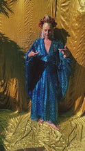 Load and play video in Gallery viewer, Royal Blue Holographic Sequin Maxi Kaftan Gown / Mini Kaftan / Kimono Robe
