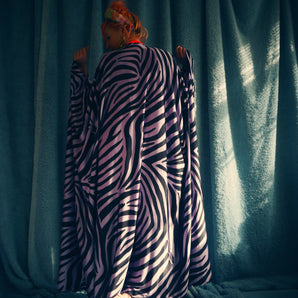 Disco Shimmer Lilac and black zebra print Kaftan