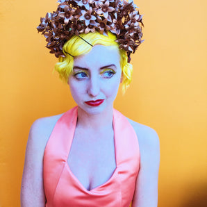 Bronze Metallic flowers crown headpiece