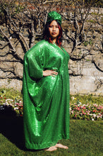 Load image into Gallery viewer, Apple Green Sequin Kaftan Dress
