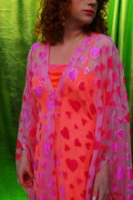 Load image into Gallery viewer, Sheer Baby Pink Flocked Hearts Midi Kaftan Dress
