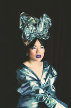 Load image into Gallery viewer, Silver Bespoke Metallic PVC Turban
