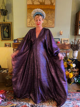 Load image into Gallery viewer, Glitter Pink/lilac and Black Lurex Maxi Kaftan Gown/Dress
