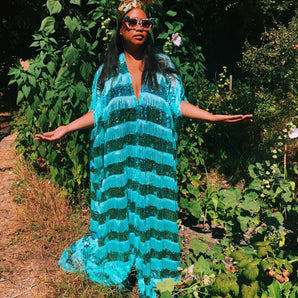 Sequin Fringing Tassel Robe in Mint