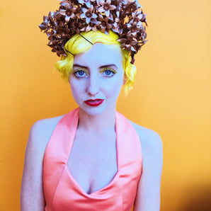 Bronze Metallic flowers crown headpiece