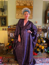 Load image into Gallery viewer, Glitter Pink/lilac and Black Lurex Maxi Kaftan Gown/Dress
