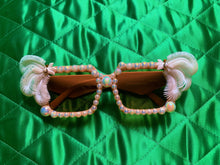 Load image into Gallery viewer, Square Iridescent pearl and white feather Edna Sunglasses
