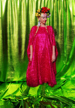 Load image into Gallery viewer, Cerise Pink Tinsel Maxi Dress

