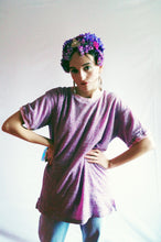 Load image into Gallery viewer, Vintage flowerbud skullcap purple headpiece bonnet
