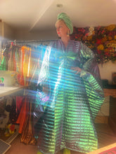 Load image into Gallery viewer, Metallic Holographic/ Pearlescent shimmer double sided quilted Kaftan Gown
