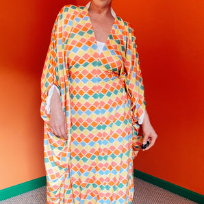 Moroccan print Maxi Kaftan Dress