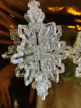Load image into Gallery viewer, Large 3D clear Glitter Snowflake Earrings
