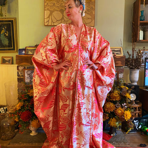 Brocade Pink and gold Gown UK 6 - 26